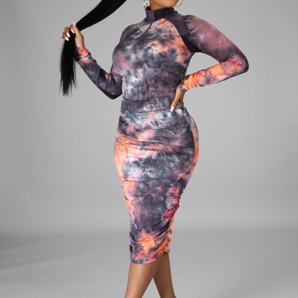 Fall Midi Tie Dye Dress